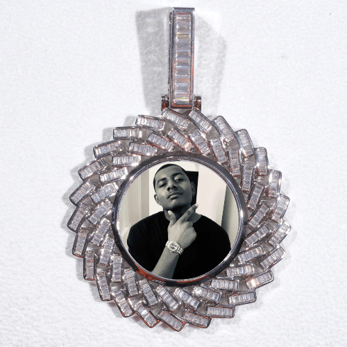 Large 3D Baguette Custom Picture Pendant
