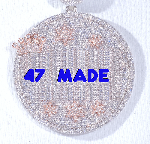 CUSTOM LETTER NECKLACE 3D BIG CROWN DISC