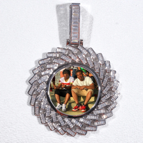 Large 3D Baguette Custom Picture Pendant