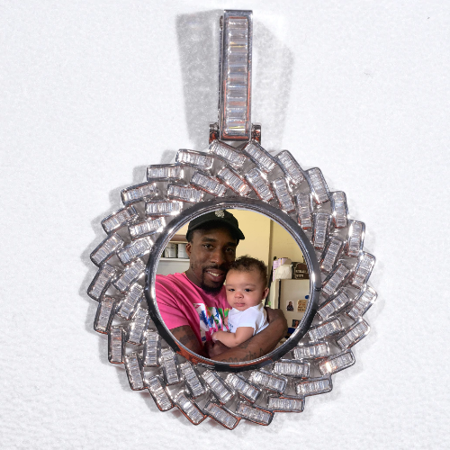 Large 3D Baguette Custom Picture Pendant
