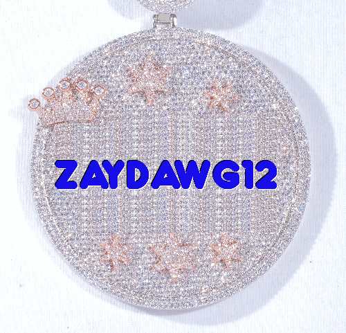CUSTOM LETTER NECKLACE 3D BIG CROWN DISC
