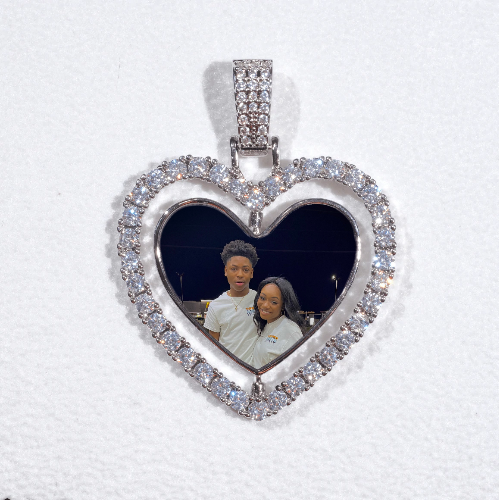 3D Spinning 2-Faced Heart Custom Picture Pendant