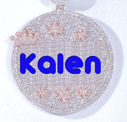CUSTOM LETTER NECKLACE 3D BIG CROWN DISC