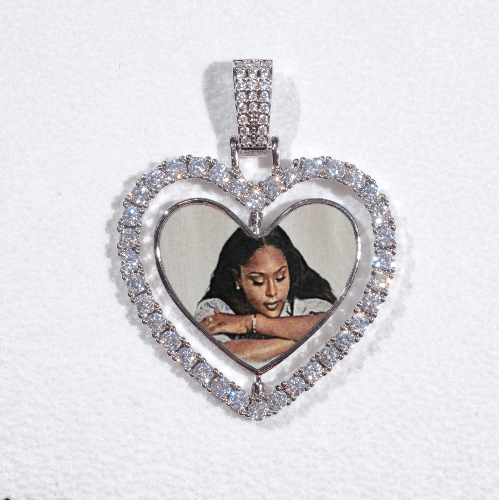 3D Spinning 2-Faced Heart Custom Picture Pendant