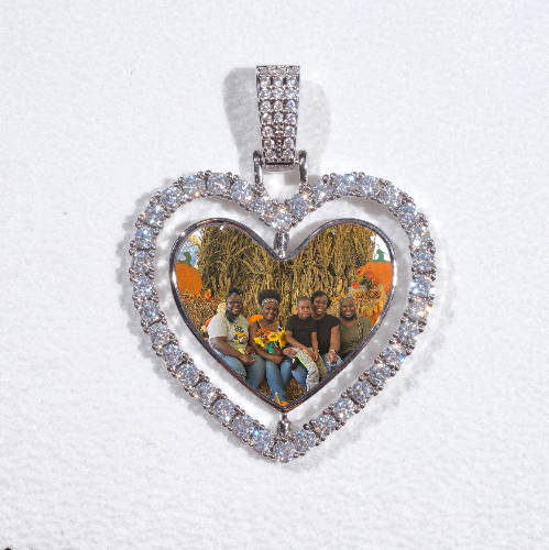 3D Spinning 2-Faced Heart Custom Picture Pendant