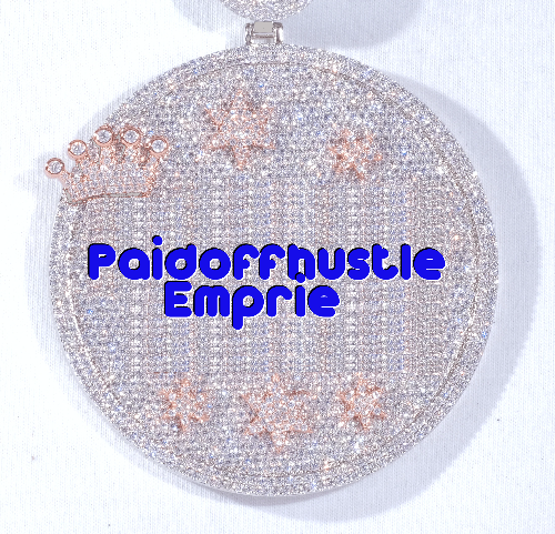 CUSTOM LETTER NECKLACE 3D BIG CROWN DISC