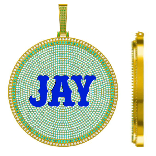 CUSTOM LETTER NECKLACE 3D BIG DISC
