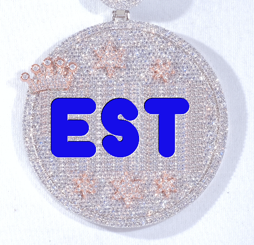 CUSTOM LETTER NECKLACE 3D BIG CROWN DISC
