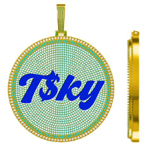 CUSTOM LETTER NECKLACE 3D BIG DISC