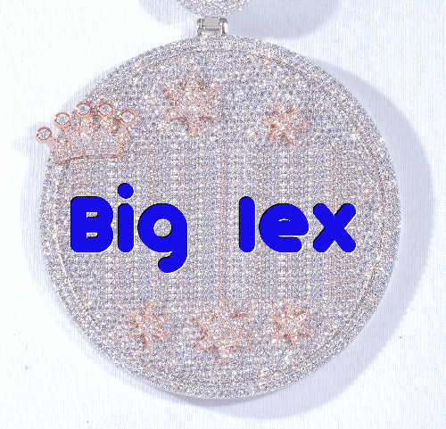 CUSTOM LETTER NECKLACE 3D BIG CROWN DISC