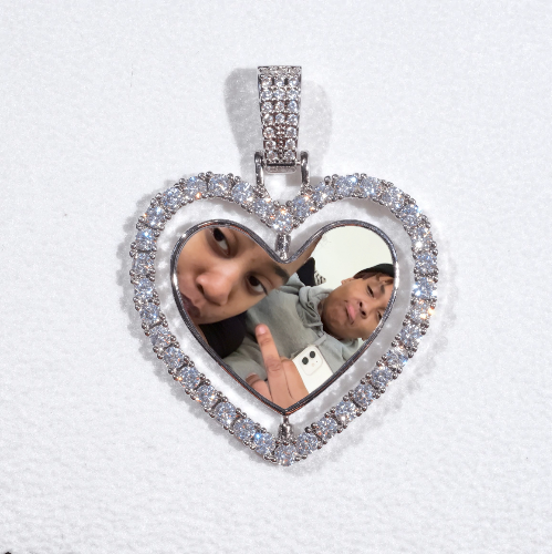 3D Spinning 2-Faced Heart Custom Picture Pendant
