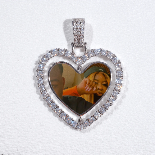 3D Spinning 2-Faced Heart Custom Picture Pendant