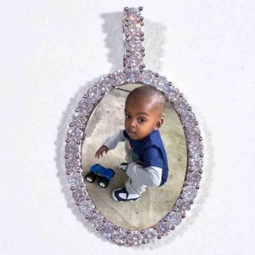 Large 3D Oval Custom Picture Pendant