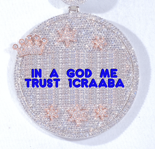 CUSTOM LETTER NECKLACE 3D BIG CROWN DISC
