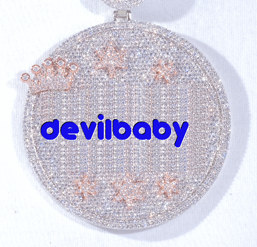 CUSTOM LETTER NECKLACE 3D BIG CROWN DISC
