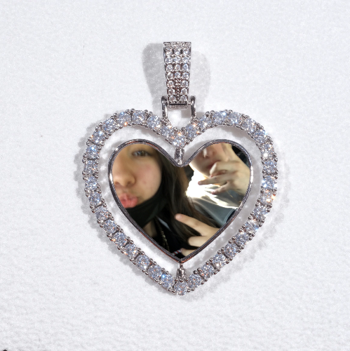 3D Spinning 2-Faced Heart Custom Picture Pendant
