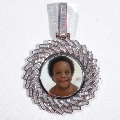 Large 3D Baguette Custom Picture Pendant
