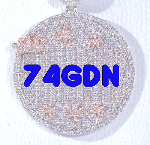 CUSTOM LETTER NECKLACE 3D BIG CROWN DISC