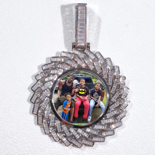 Large 3D Baguette Custom Picture Pendant