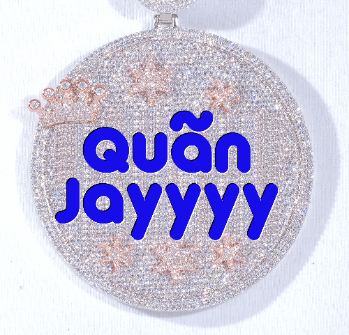CUSTOM LETTER NECKLACE 3D BIG CROWN DISC