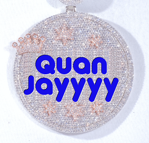 CUSTOM LETTER NECKLACE 3D BIG CROWN DISC