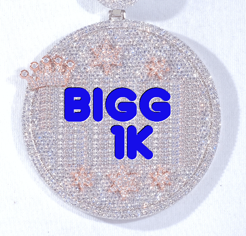 CUSTOM LETTER NECKLACE 3D BIG CROWN DISC
