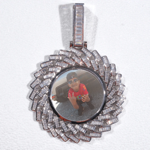 Large 3D Baguette Custom Picture Pendant