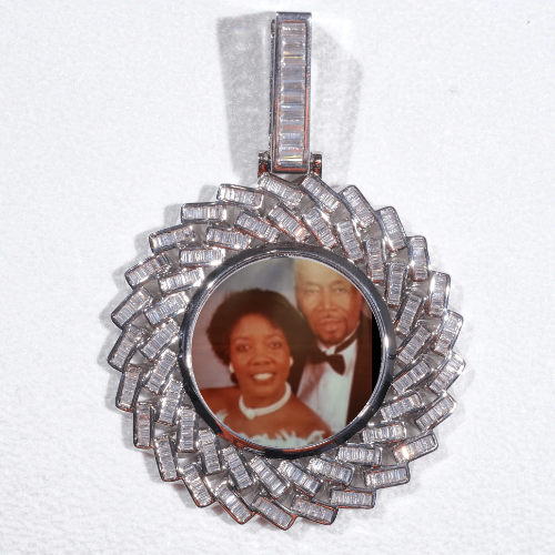 Large 3D Baguette Custom Picture Pendant