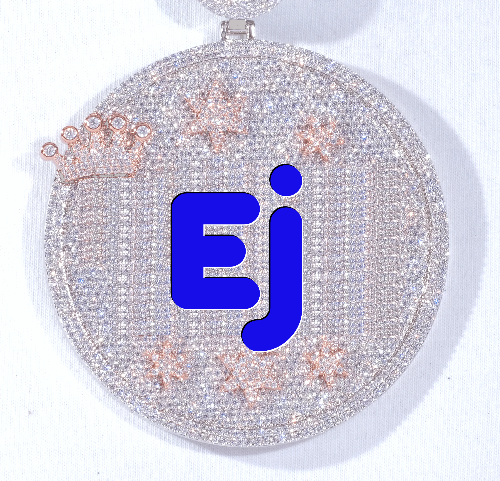CUSTOM LETTER NECKLACE 3D BIG CROWN DISC