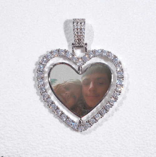 3D Spinning 2-Faced Heart Custom Picture Pendant