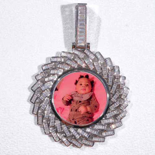 Large 3D Baguette Custom Picture Pendant
