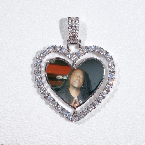 3D Spinning 2-Faced Heart Custom Picture Pendant