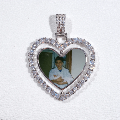 3D Spinning 2-Faced Heart Custom Picture Pendant