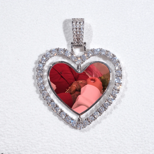 3D Spinning 2-Faced Heart Custom Picture Pendant