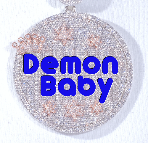 CUSTOM LETTER NECKLACE 3D BIG CROWN DISC