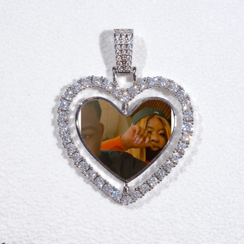 3D Spinning 2-Faced Heart Custom Picture Pendant