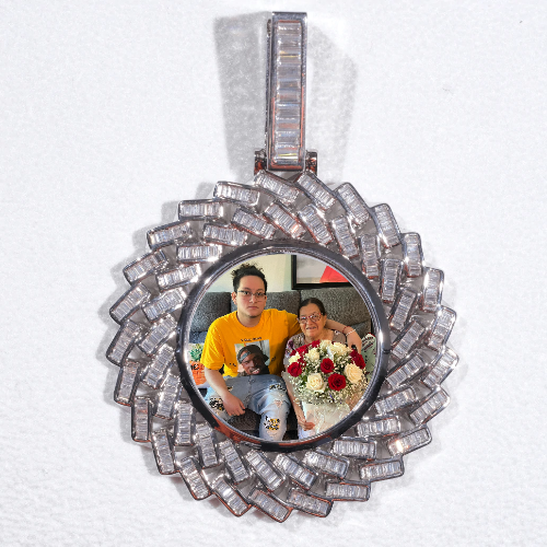 Large 3D Baguette Custom Picture Pendant