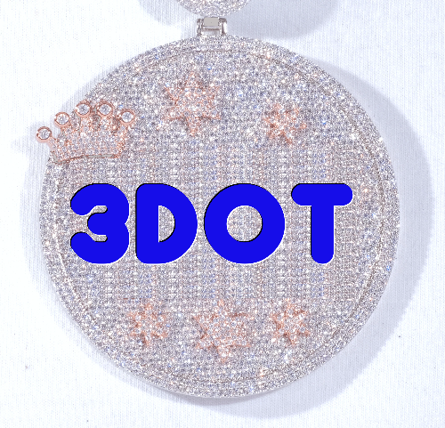 CUSTOM LETTER NECKLACE 3D BIG CROWN DISC