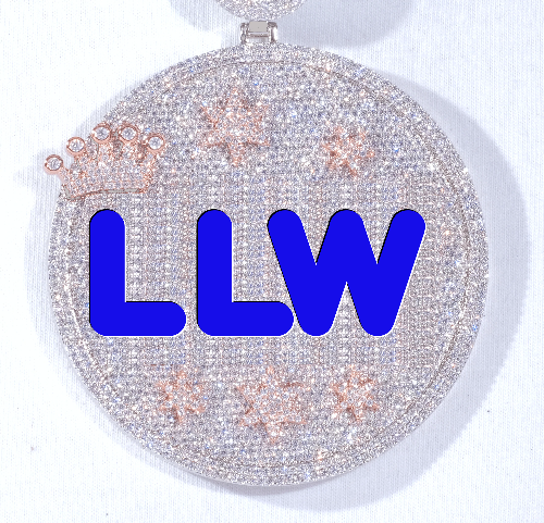 CUSTOM LETTER NECKLACE 3D BIG CROWN DISC