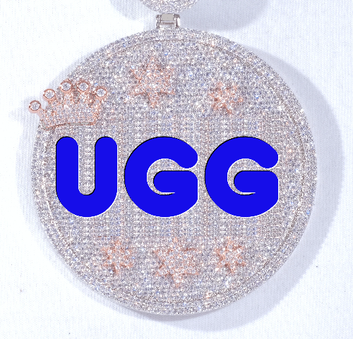 CUSTOM LETTER NECKLACE 3D BIG CROWN DISC