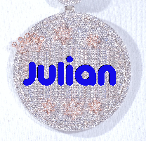 CUSTOM LETTER NECKLACE 3D BIG CROWN DISC