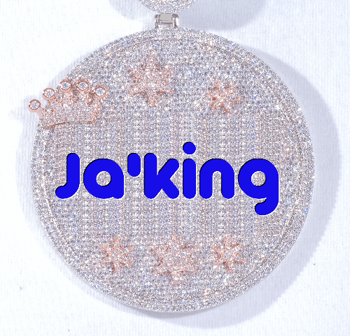 CUSTOM LETTER NECKLACE 3D BIG CROWN DISC