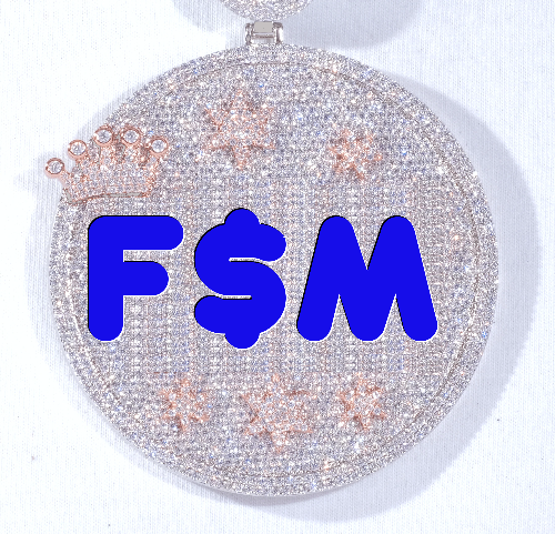 CUSTOM LETTER NECKLACE 3D BIG CROWN DISC