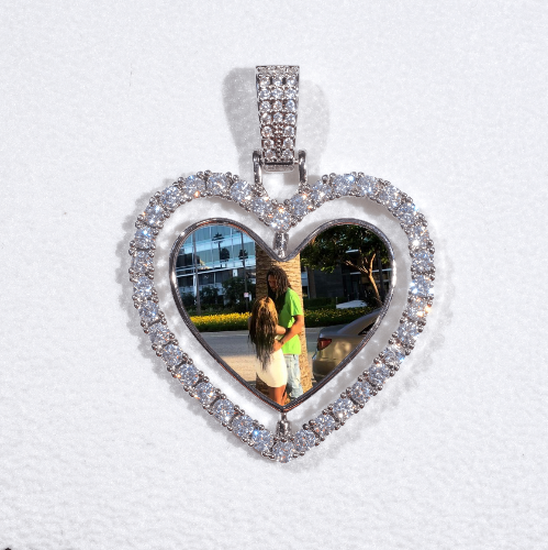 3D Spinning 2-Faced Heart Custom Picture Pendant