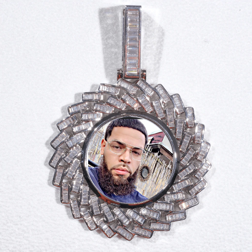 Large 3D Baguette Custom Picture Pendant