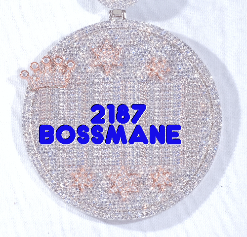CUSTOM LETTER NECKLACE 3D BIG CROWN DISC