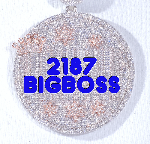 CUSTOM LETTER NECKLACE 3D BIG CROWN DISC