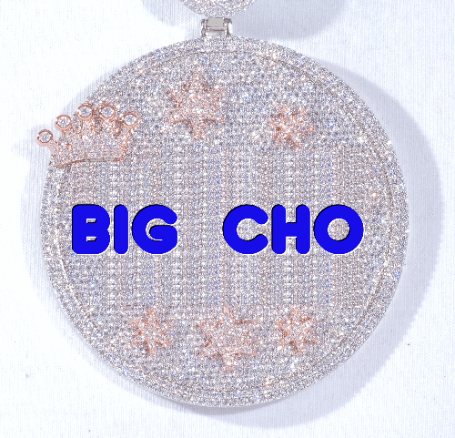 CUSTOM LETTER NECKLACE 3D BIG CROWN DISC