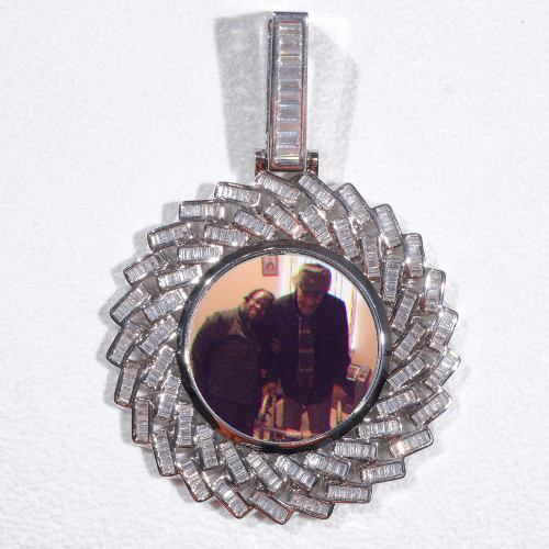 Large 3D Baguette Custom Picture Pendant
