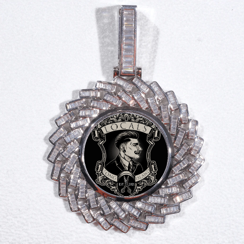 Large 3D Baguette Custom Picture Pendant
